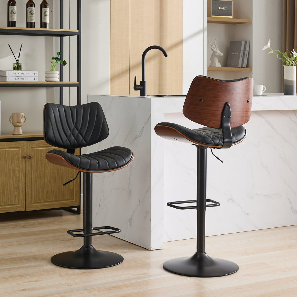 Mid Century Walnut Bentwood Bar Stools