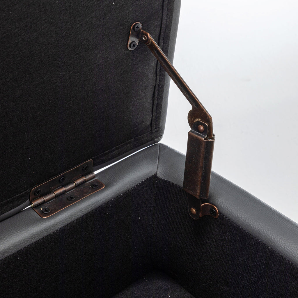 Brown PU Leather Storage Bench
