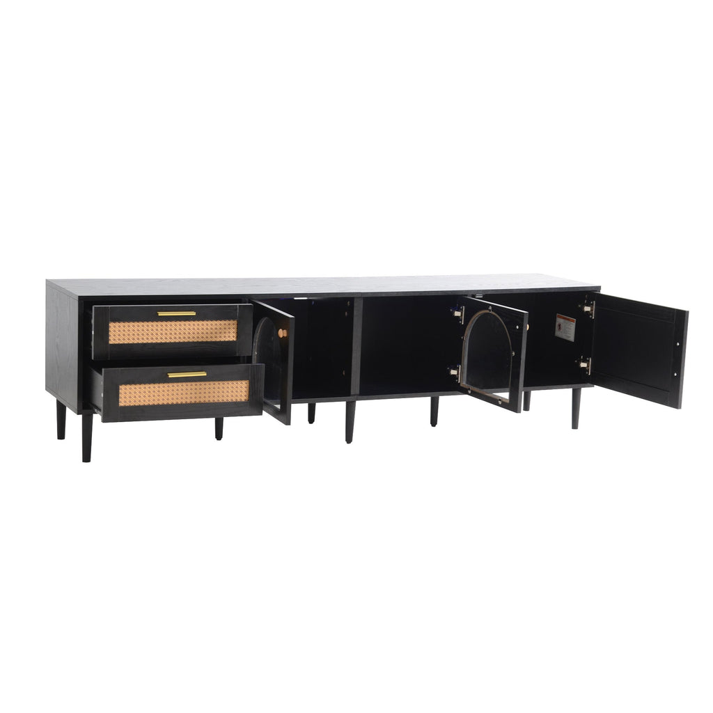 70" Rattan LED Light Entertainment TV Stand