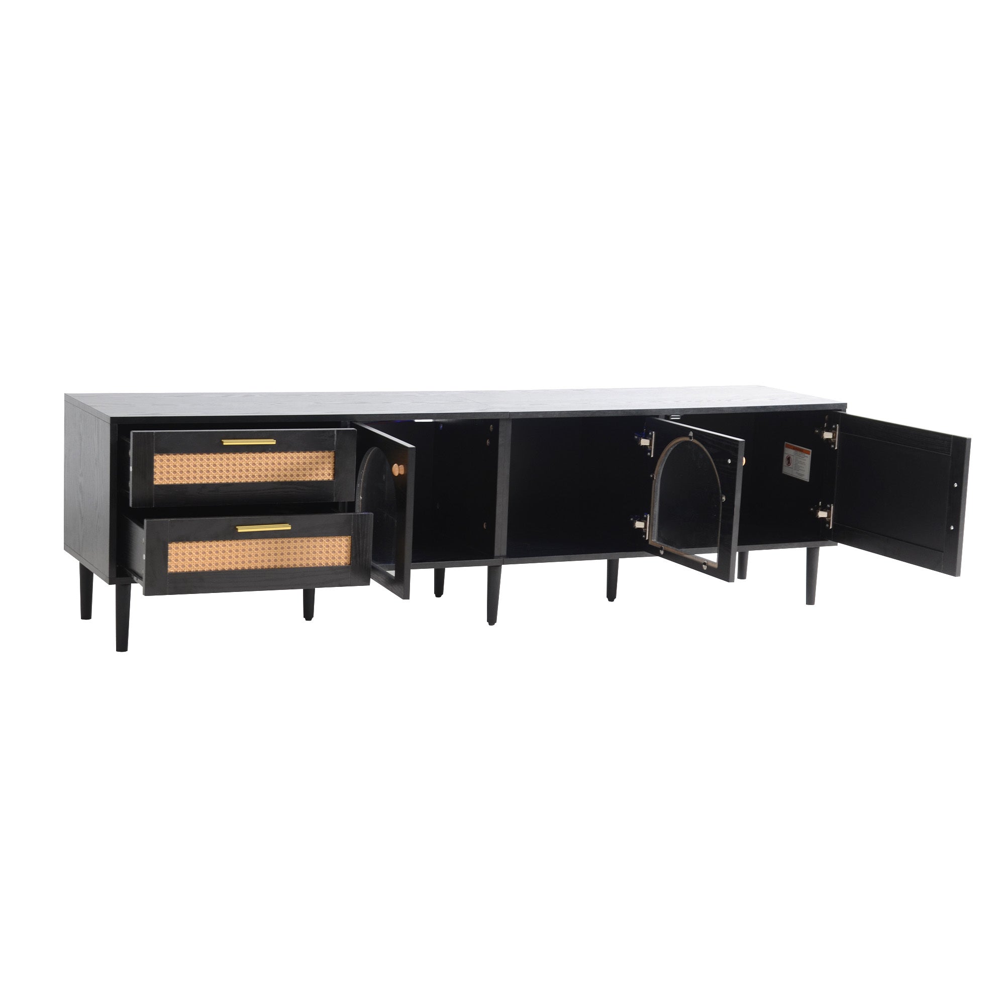 70" Rattan LED Light Entertainment TV Stand