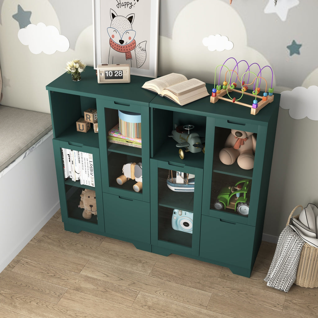MDF Painted Cabinet with Glass Doors