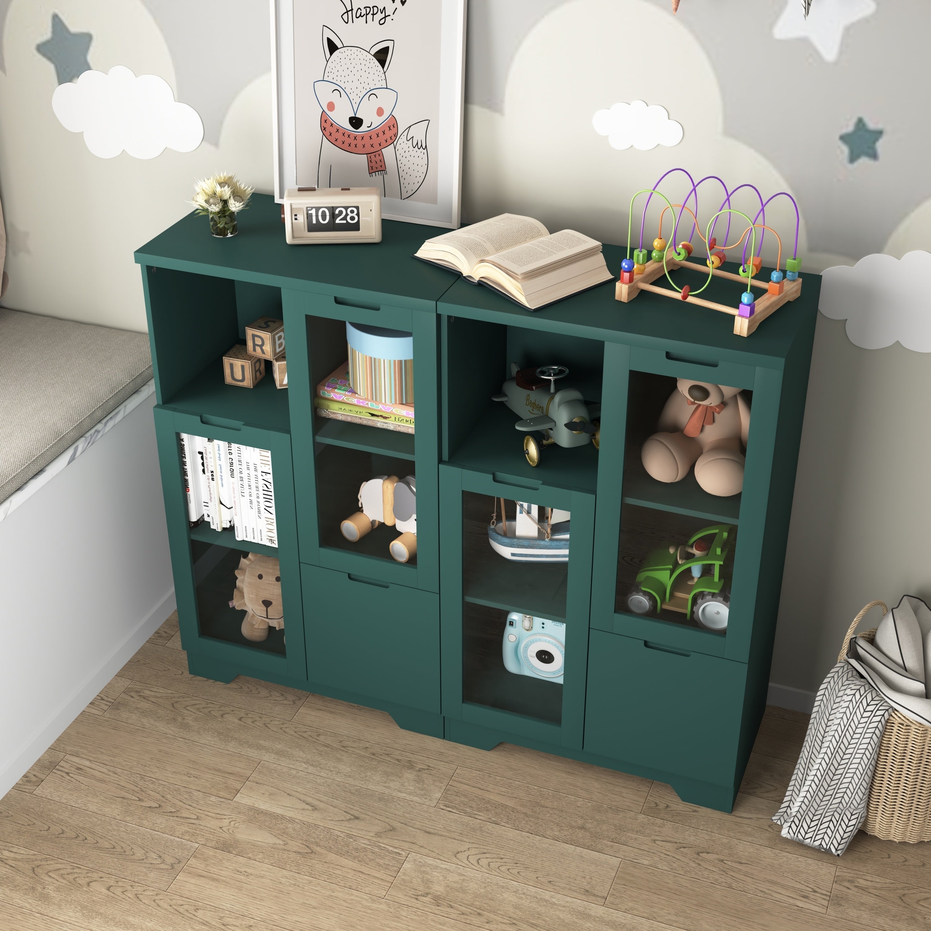 MDF Painted Cabinet with Glass Doors