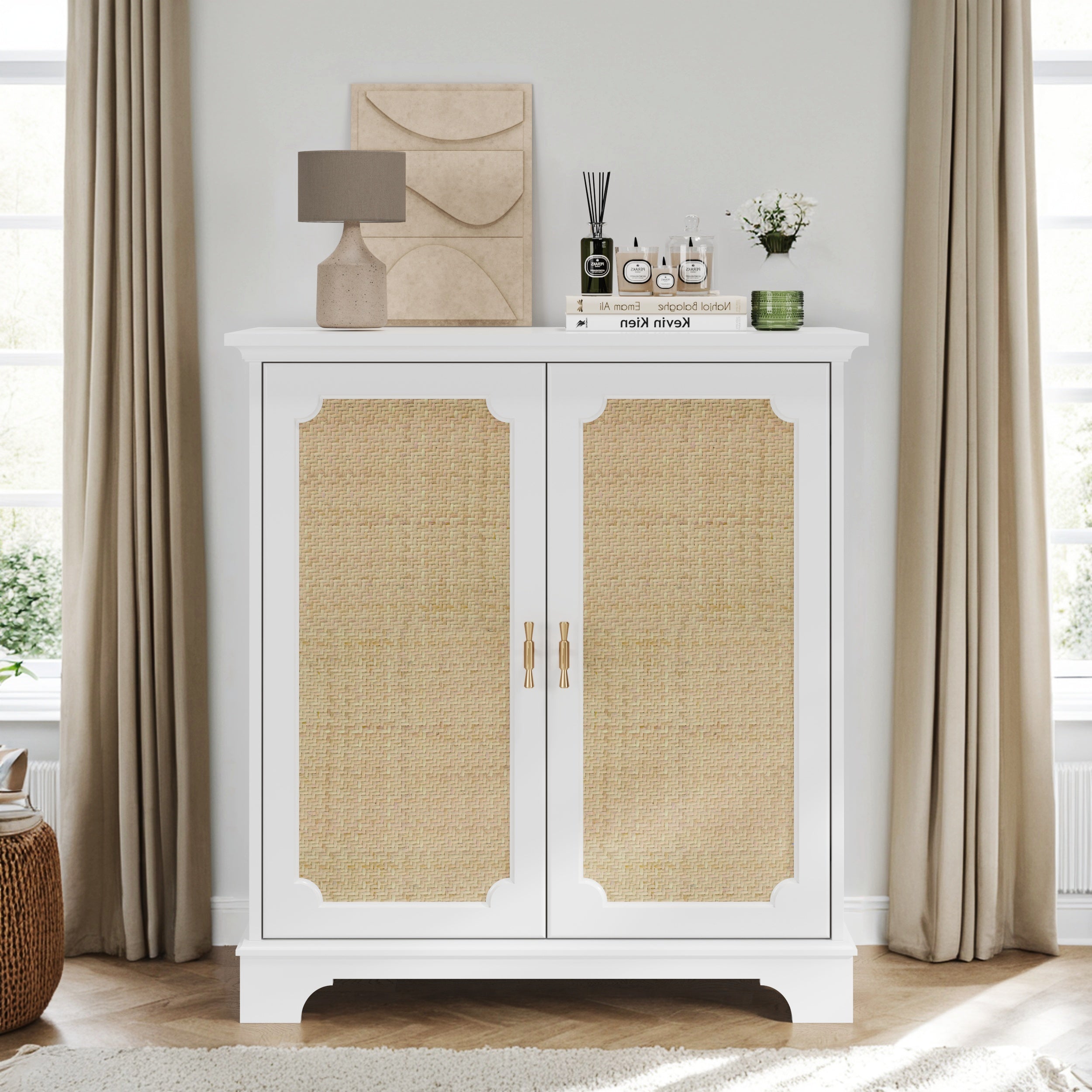 Rattan Decorated Sideboard Buffet Storage
