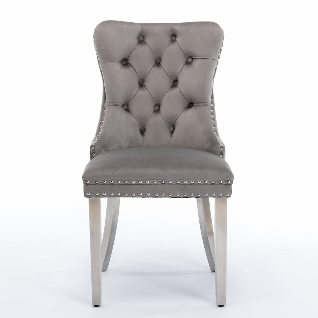 Modern High-end Tufted Solid Wood Velvet Dining Chairs (Set of 2)