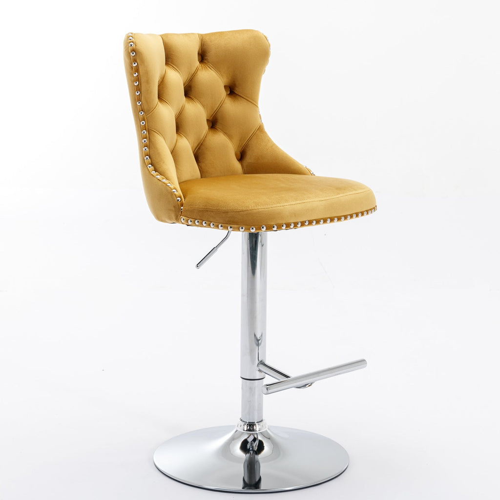 25-33 Inch Modern Velvet Swivel Barstools (Set of 2)