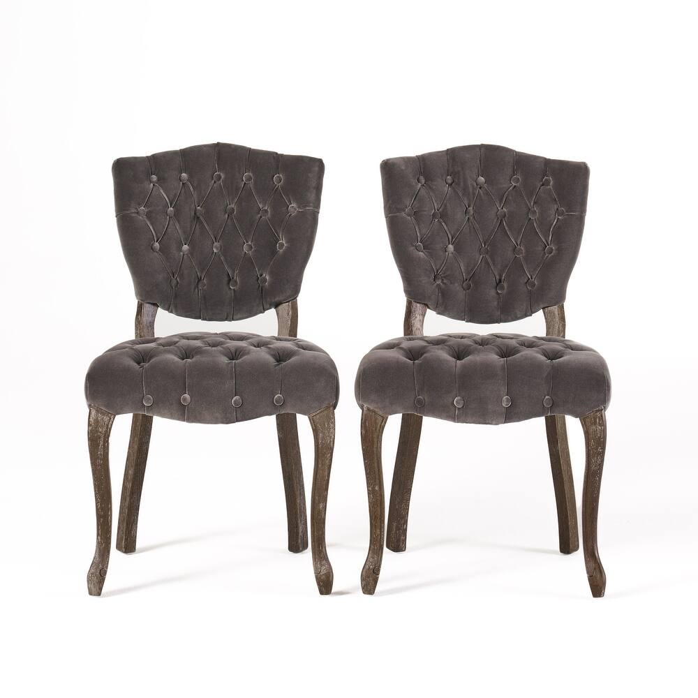 Traditional European Style Tufted Velvet Dining Chairs（Set of 2）