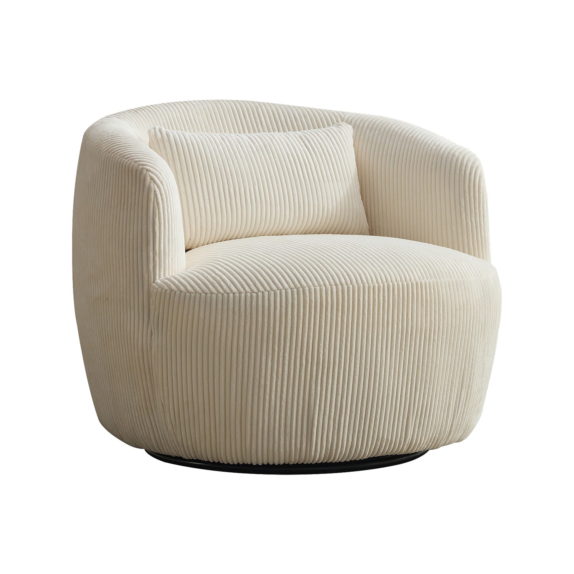34.25' Wide Upholstered Corduroy Metal Base Swivel Soft Chair