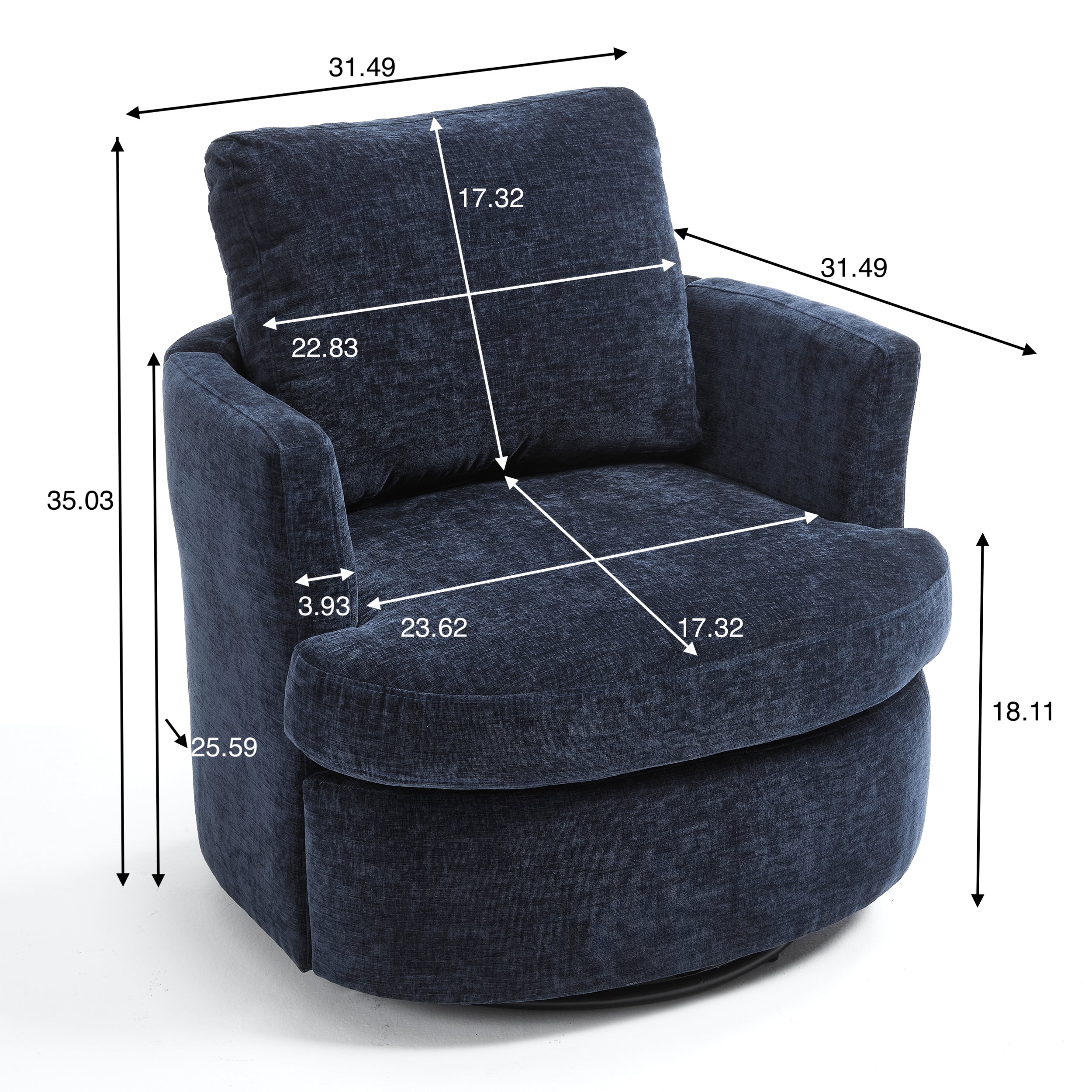 Swivel Chenille Fabric Sofa Chair