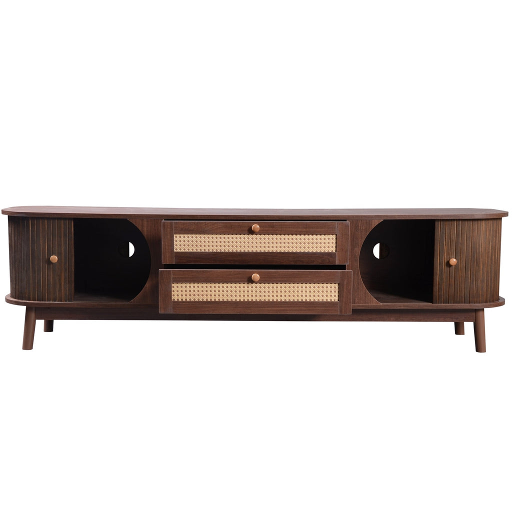 Modern Farmhouse Rattan TV Stand  Up to 75''