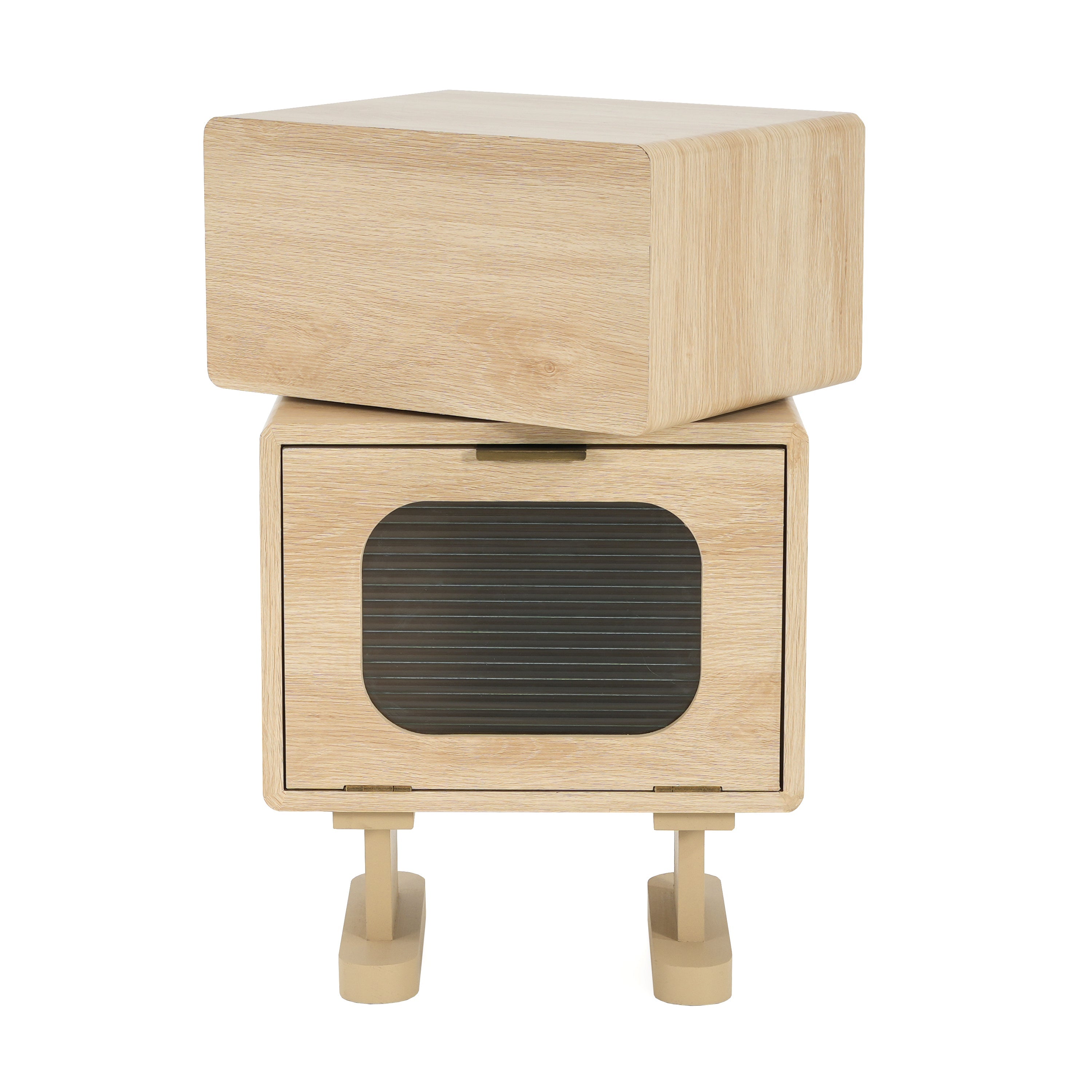 Rotating Robot Side Table with Storage