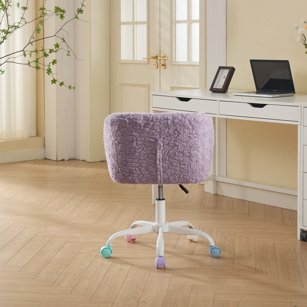 Artificial Rabbit Hair Adjustable Office Chair with Metal Base