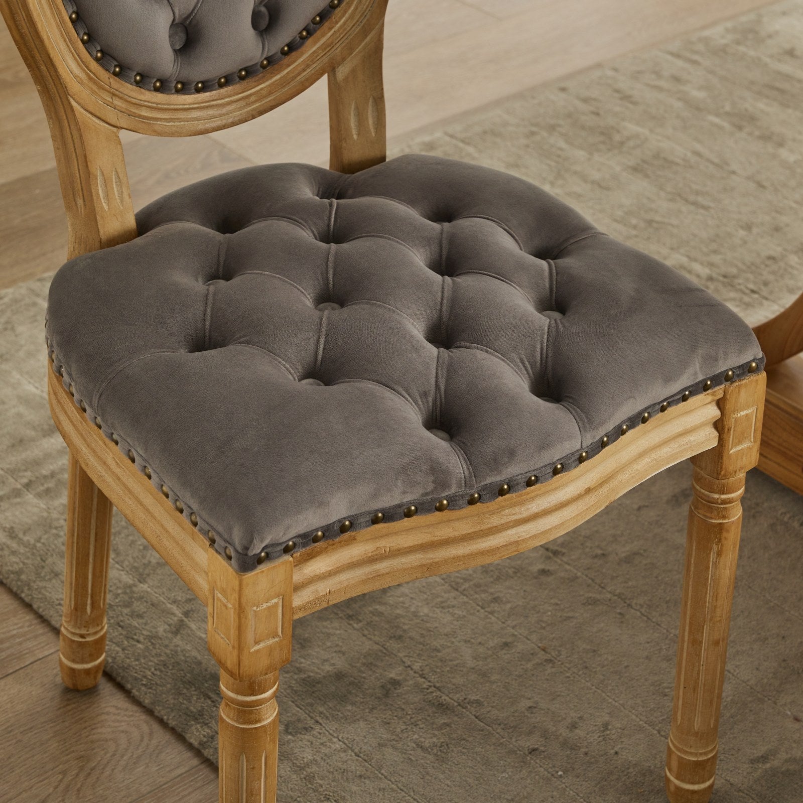 French Style Antique Painting PU Dining Chairs (Set of 2)