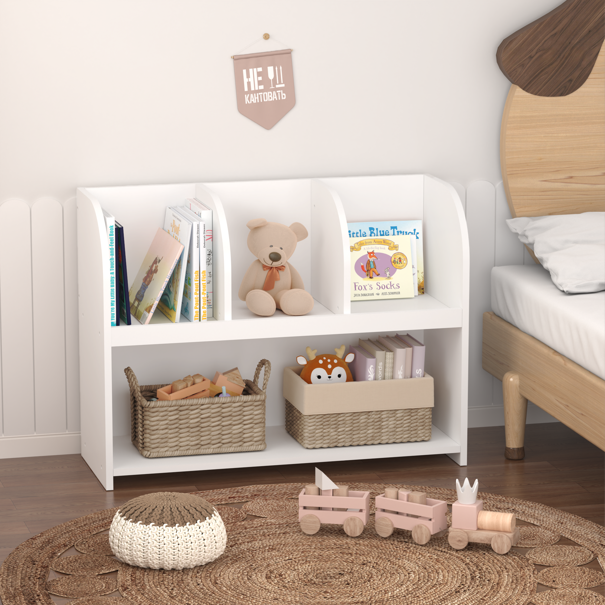 Kids Bookcase with 4 Compartments