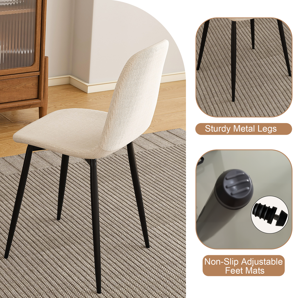 Modern Knit Fabric Dining Chairs with Iron Legs (Set of 4)