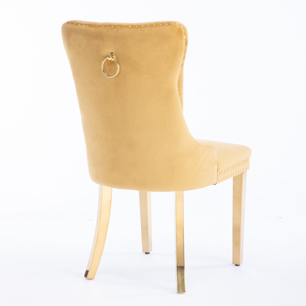 Modern High-end Tufted Solid Wood Velvet Dining Chairs (Set of 2)