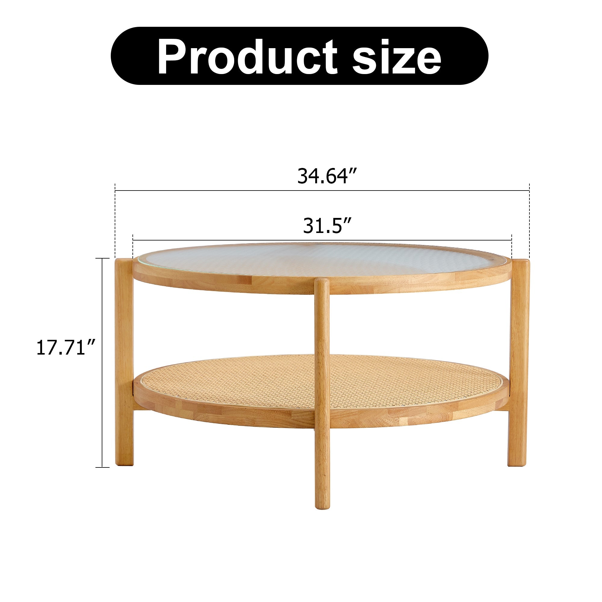 Modern Style Circular Double-Layer Solid Wood Coffee Table