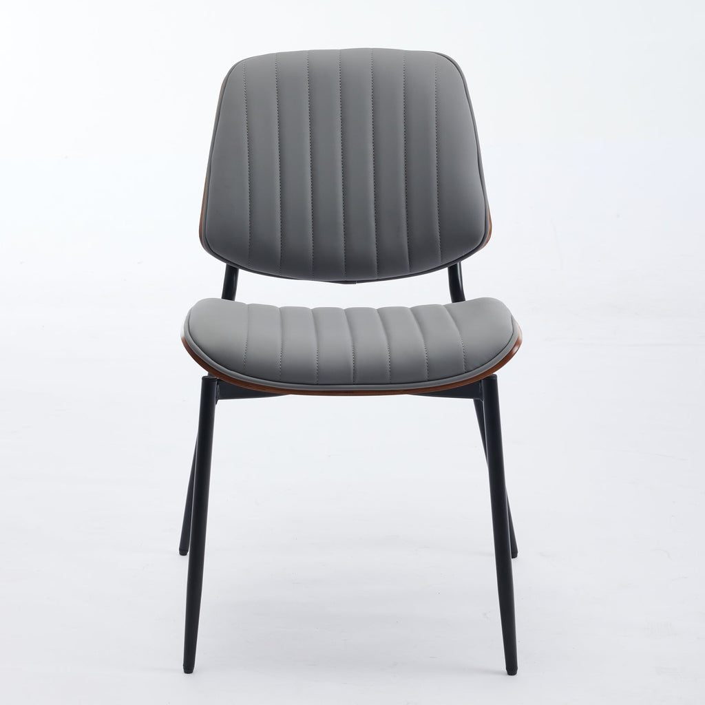 Mid Century Modern Retro Faux Leather Dining Chairs with Walnut Bentwood (Set of 2)