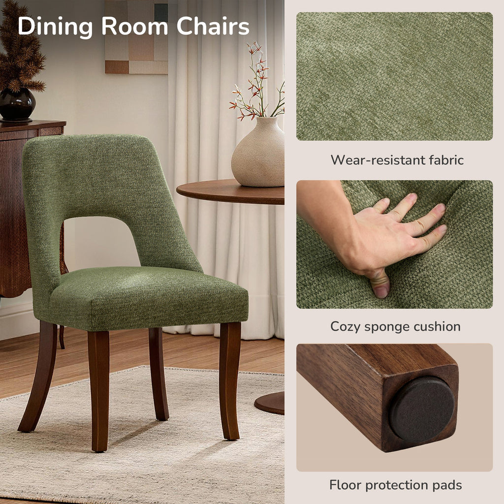 Chenille Elegant Tufted Club Dining Room Chairs (Set of 2)