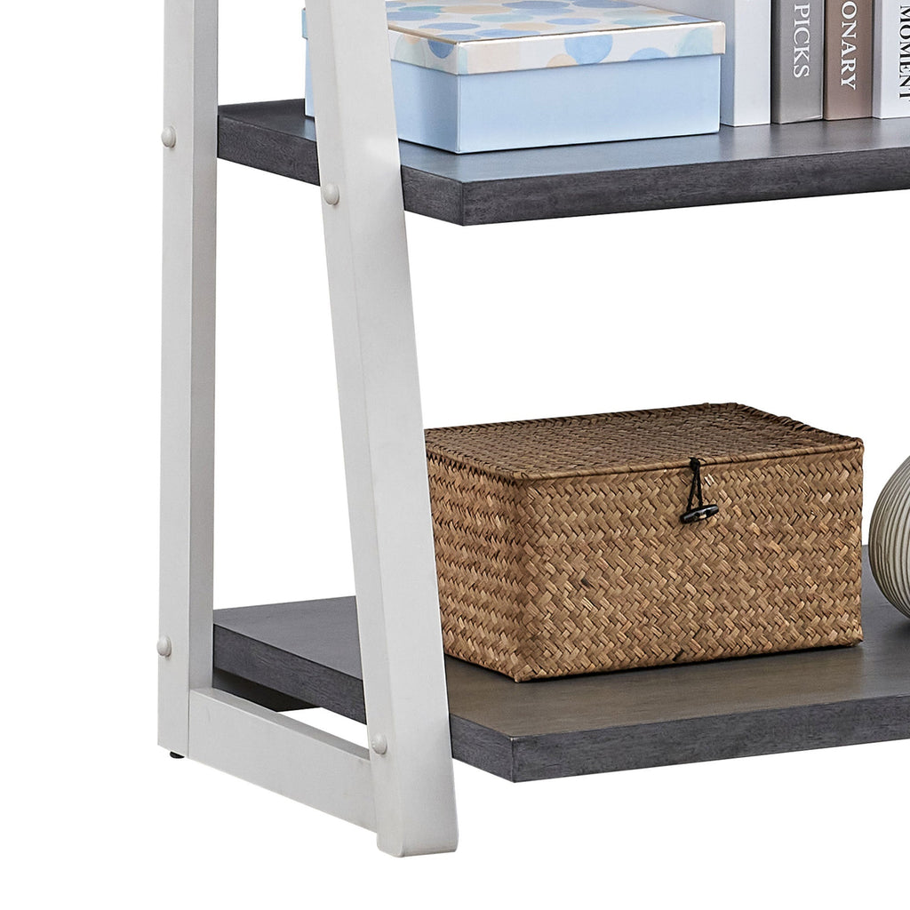 5-Tier Storage Rack Bookshelf with Rubber Wood Frame