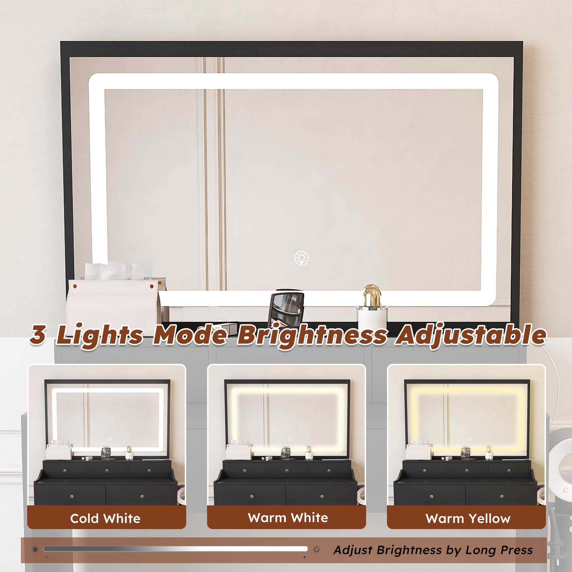 Modern Makeup Vanity Set with Power Outlet