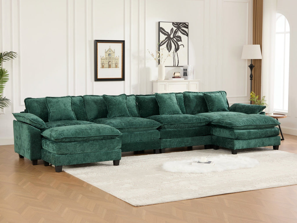 Modern Comfy Upholstered Seat Cushion Sectional Couch (Ottoman is Not Included)