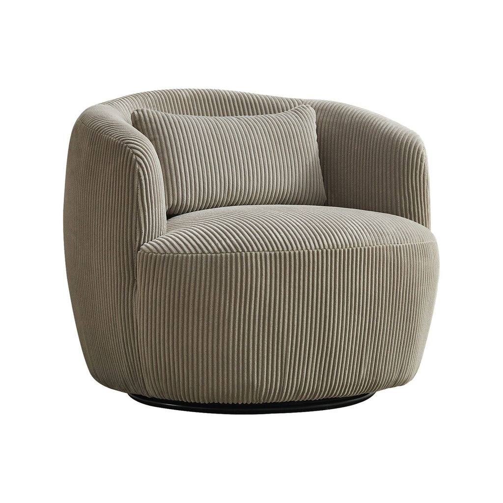 34.25' Wide Upholstered Corduroy Metal Base Swivel Soft Chair