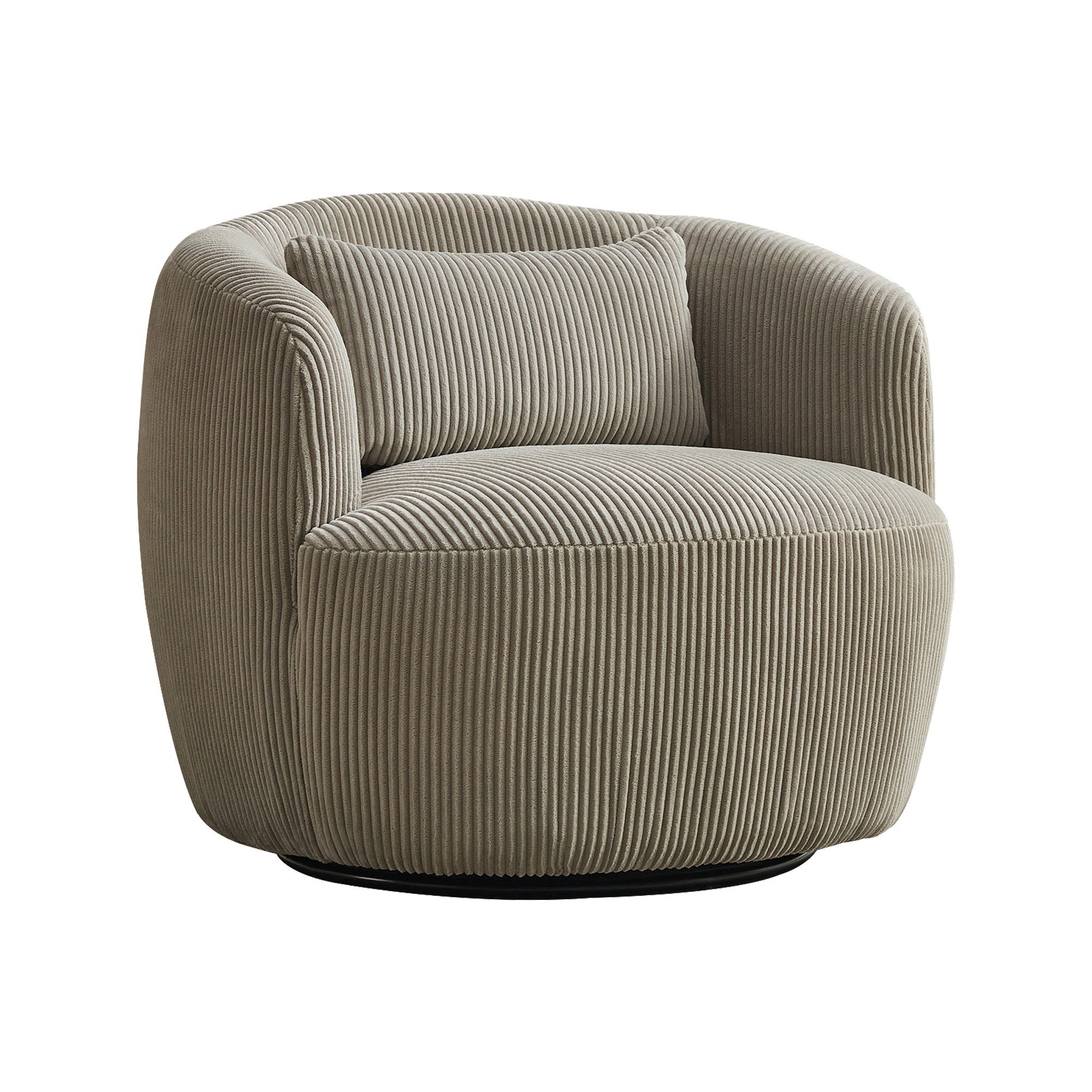 34.25' Wide Upholstered Corduroy Metal Base Swivel Soft Chair