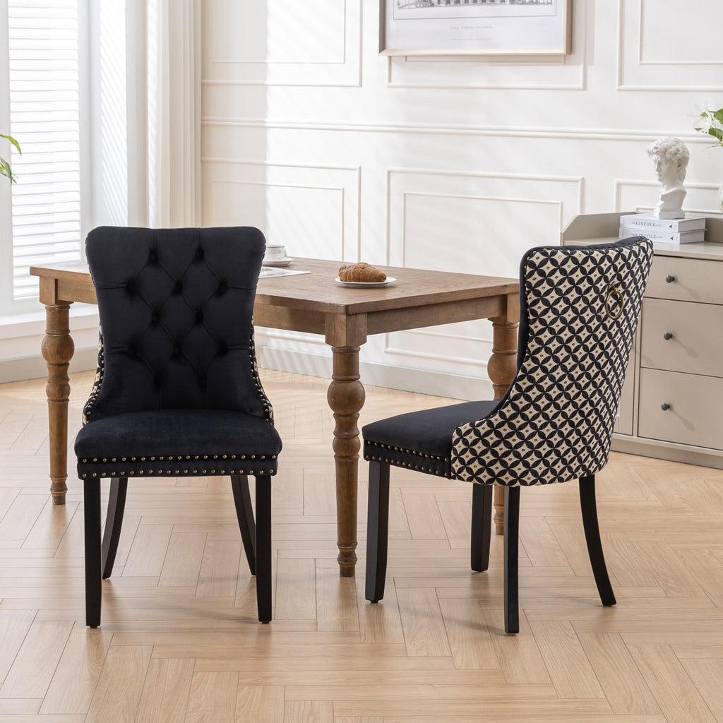 Modern High-end Tufted Solid Wood Velvet Dining Chair(Set of 2)