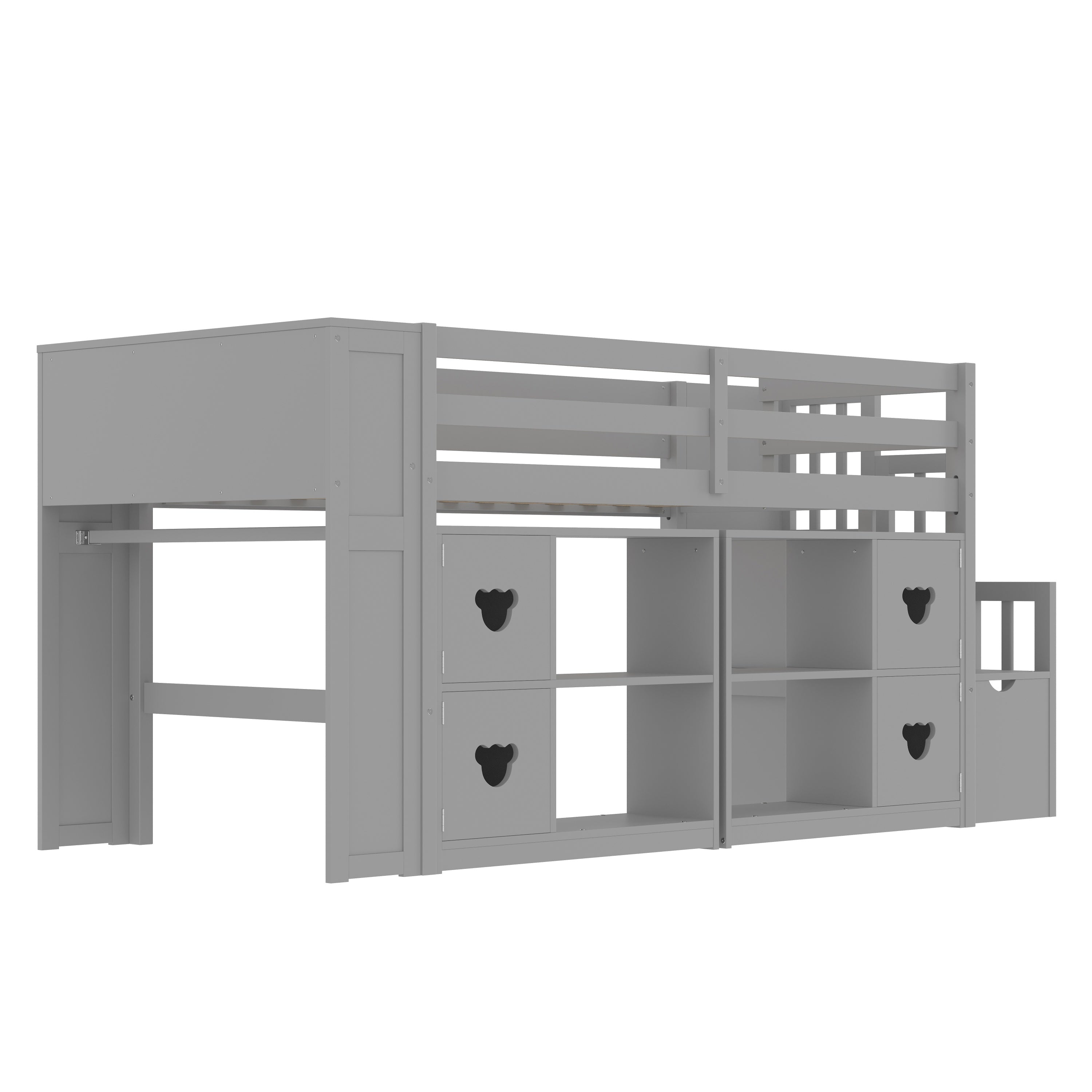 Kids Twin Loft Bed with Storage Cabinets
