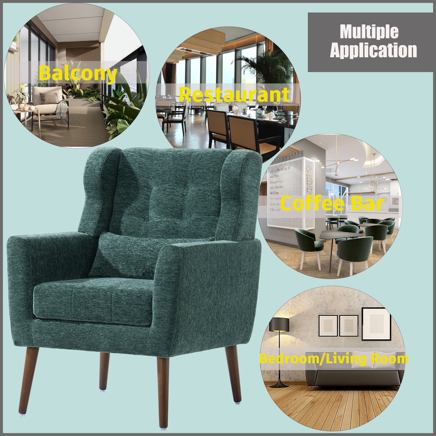 Mid-Century Chenille Accent Chair – Comfy Reading Chair with Lounge Style