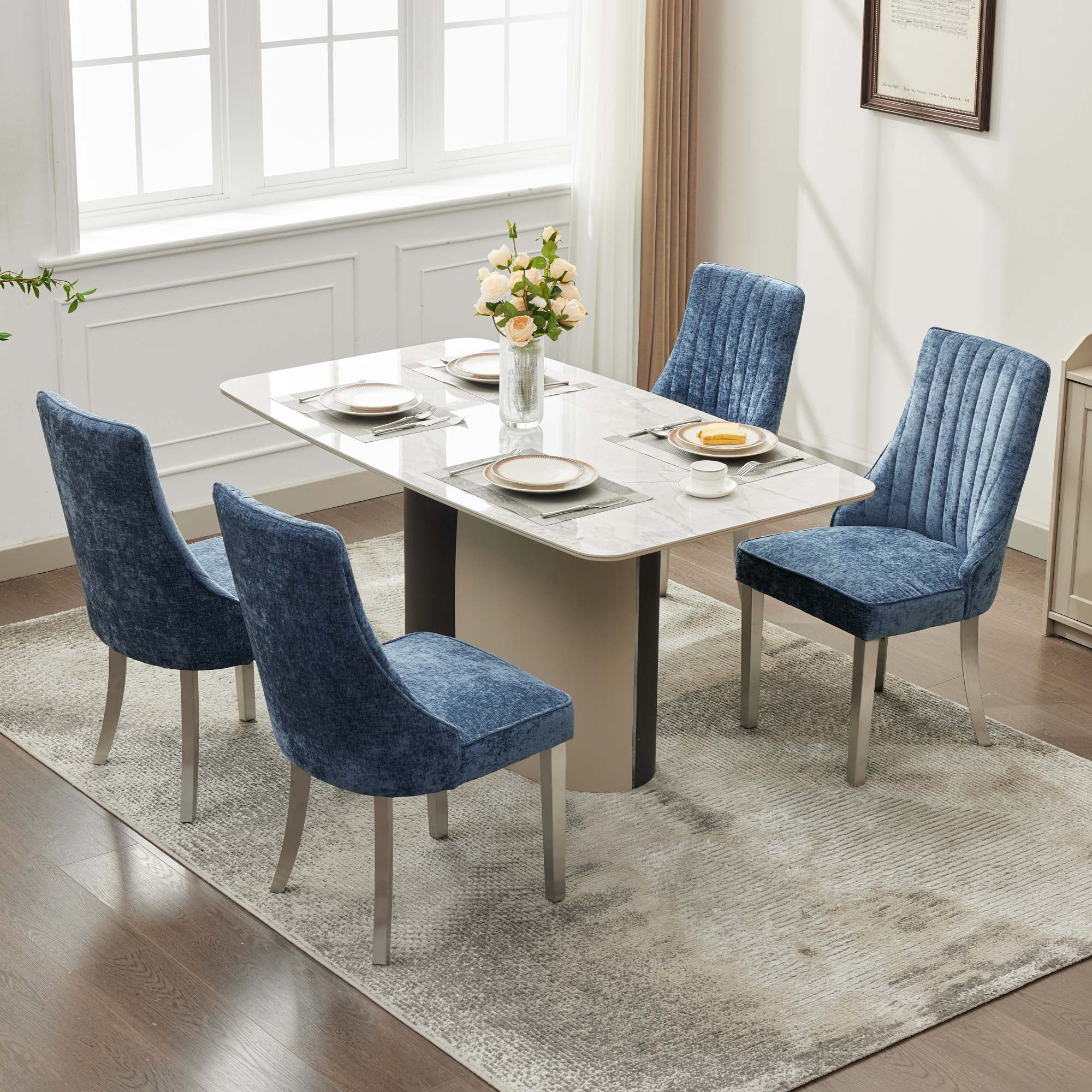 Rayon Cloth Flocking Chenille Dining Chairs (Set of 2 )