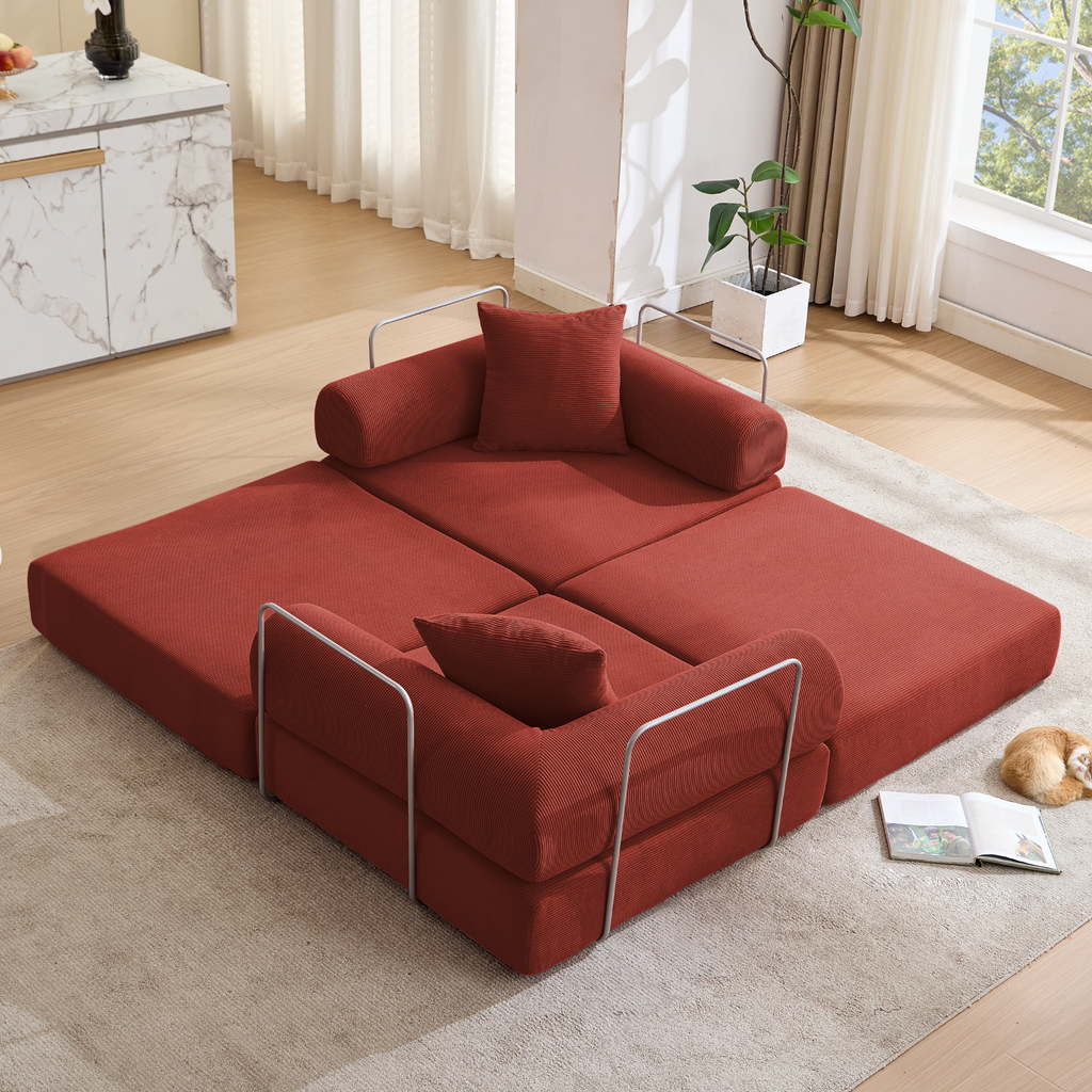2 Seat Convertible Couch Folding Mattress Couch Sofa Bed