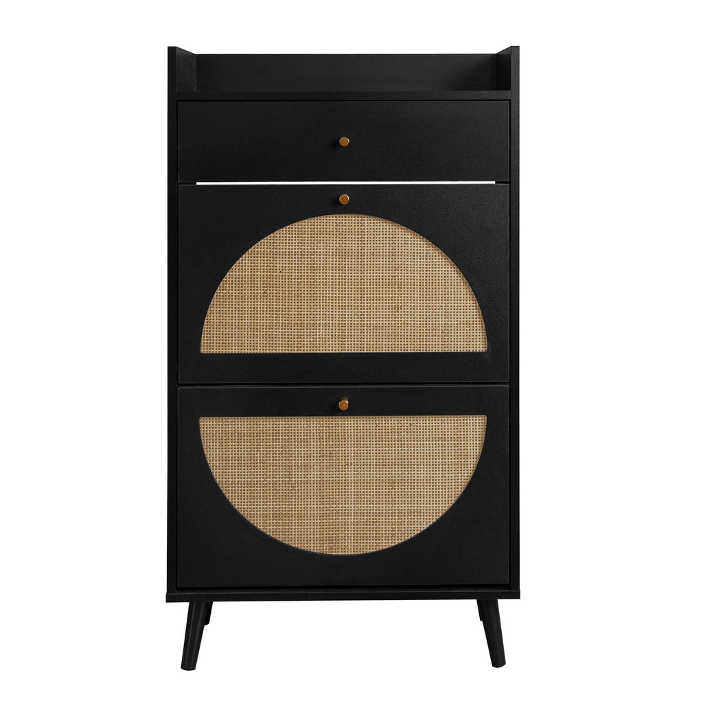 Rattan Drawer Shoe Rack for Entrance