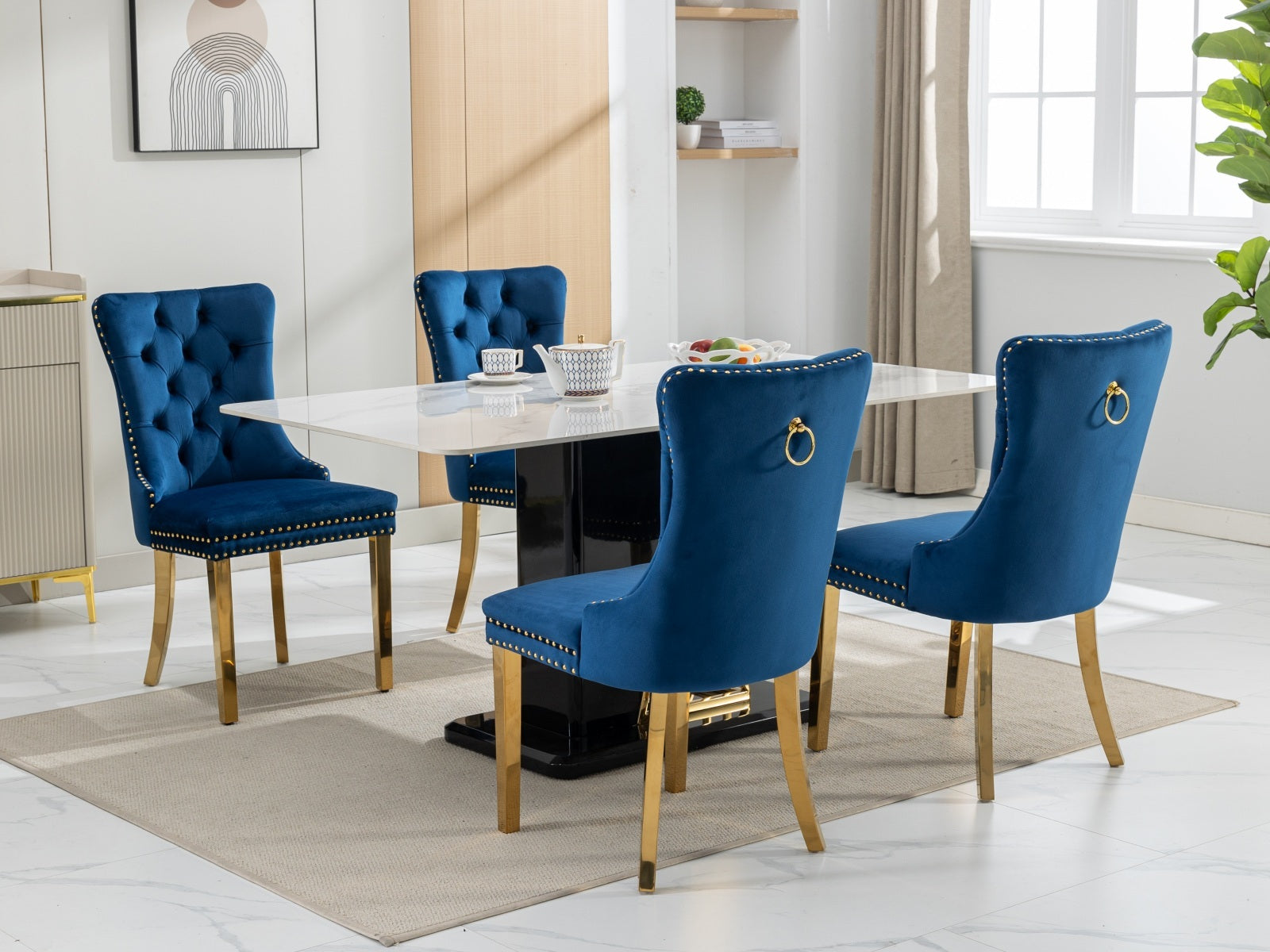 Modern High-end Tufted Solid Wood Velvet Dining Chairs (Set of 2)