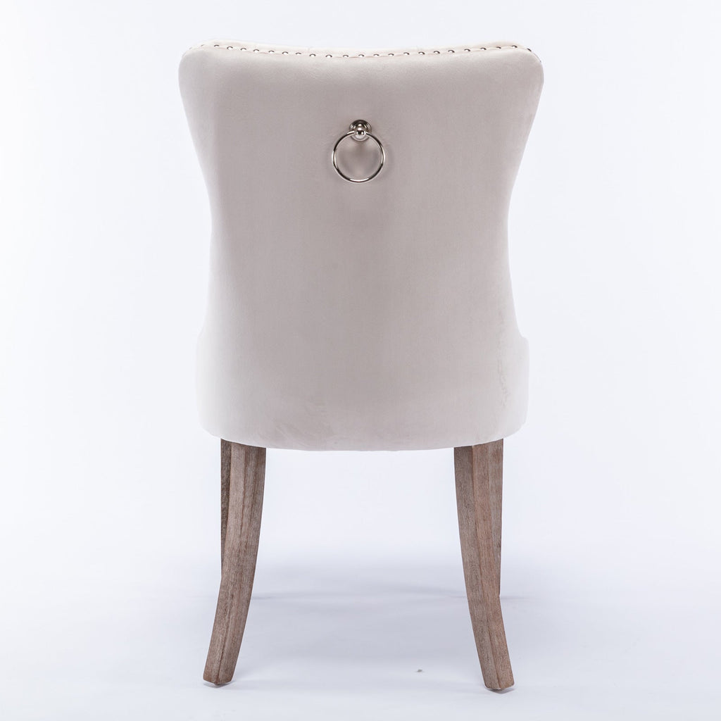 Modern High-end Tufted Solid Wood Velvet Dining Chair(Set of 2)