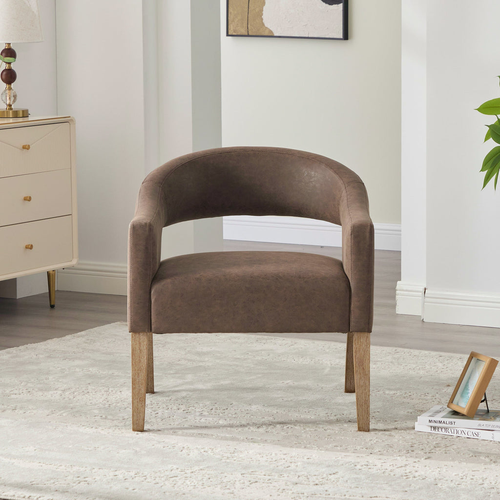 Modern Mid-Century PU Upholstered Open Back Armchair