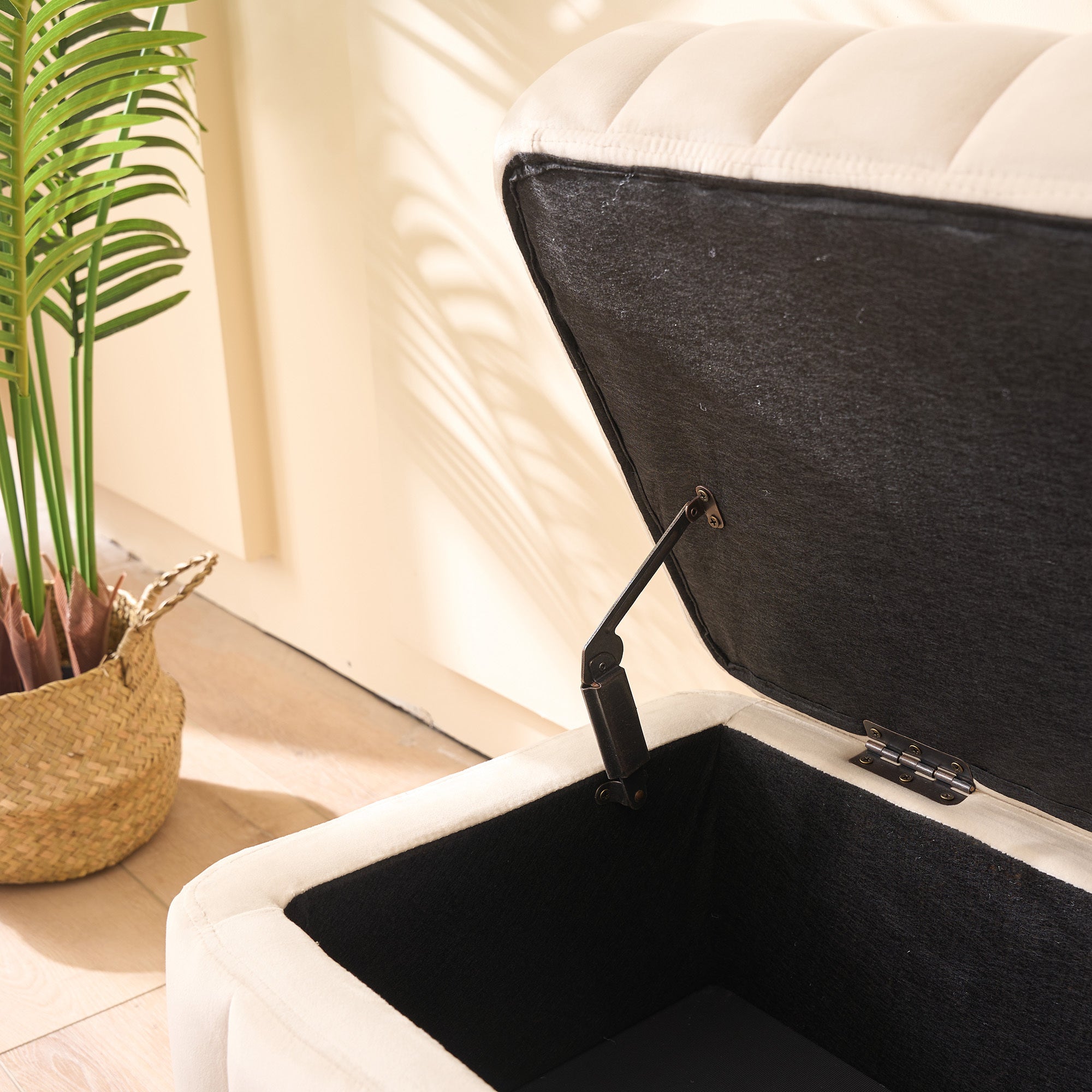 49.21' Wide Velvet Storage Soft Bench Footstool Ottoman