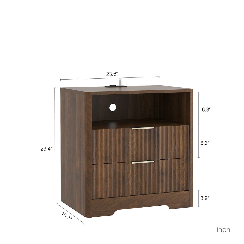 Smart Nightstand with Charging Station for Bedroom
