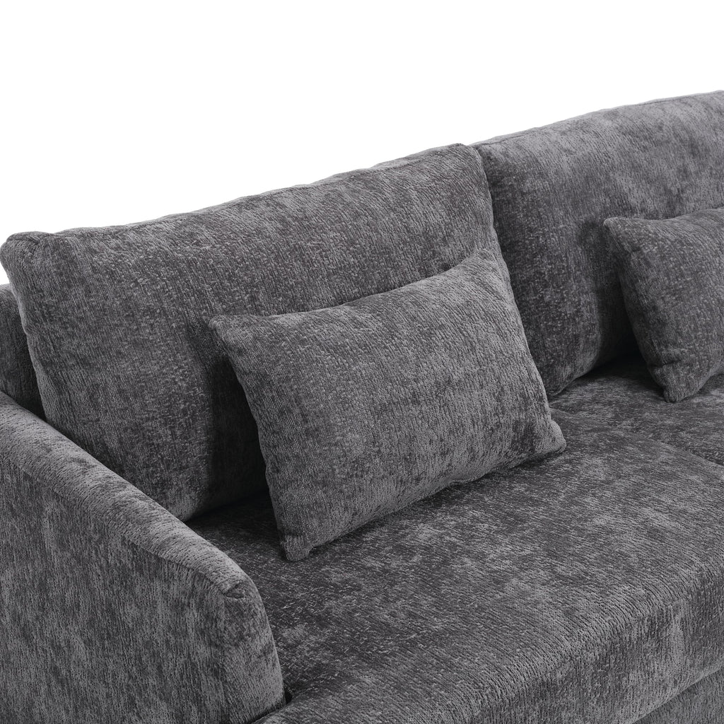 Mid Century Modern Chenille Fabric Loveseat Sofa