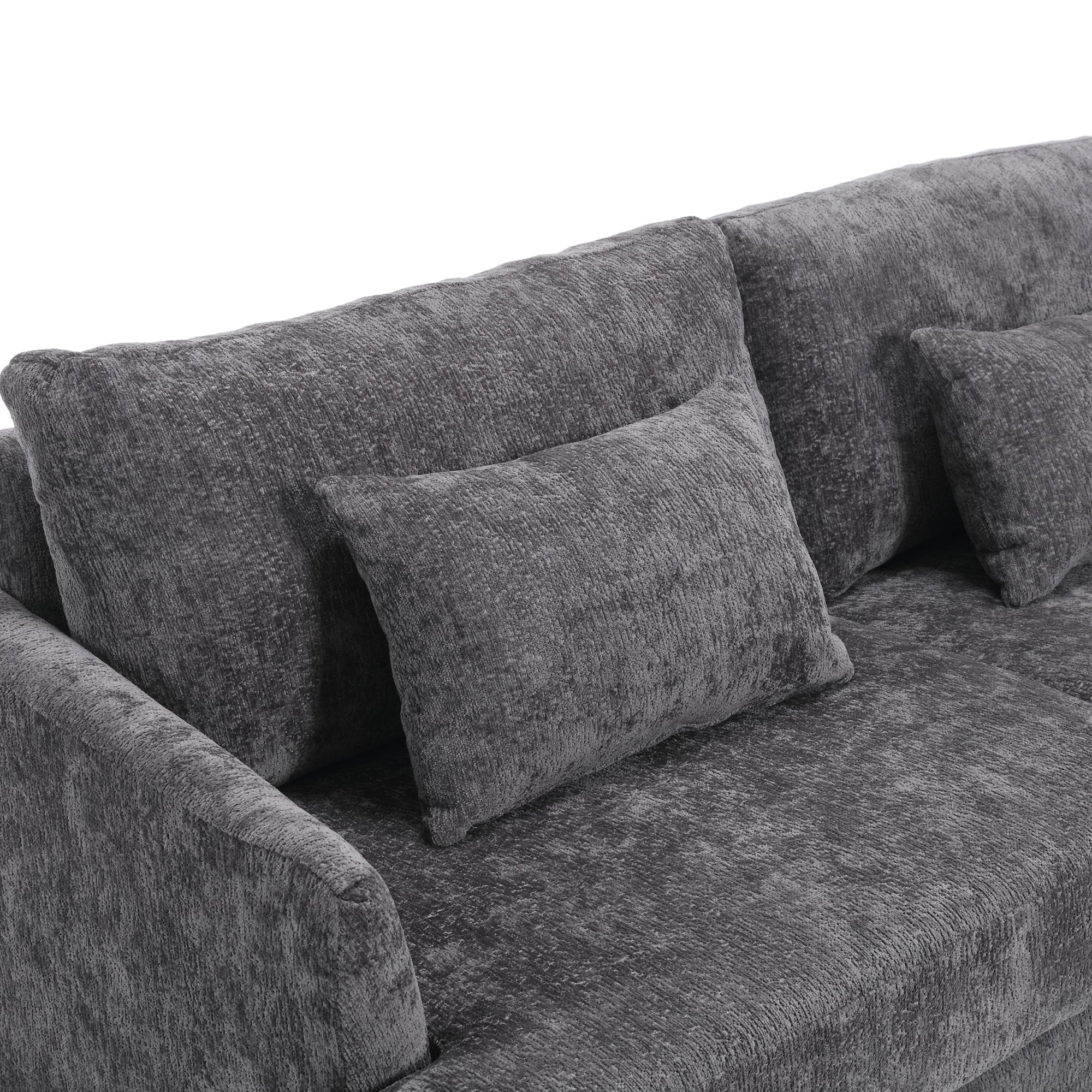 Mid Century Modern Chenille Fabric Loveseat Sofa