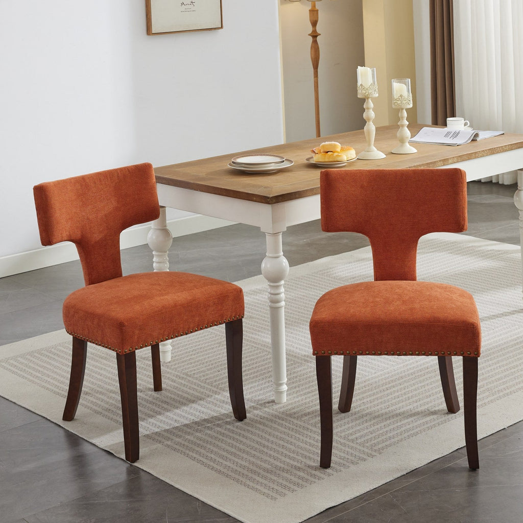 Mid Century Farmhouse Linen Fabric Dining Chairs (Set of 2)