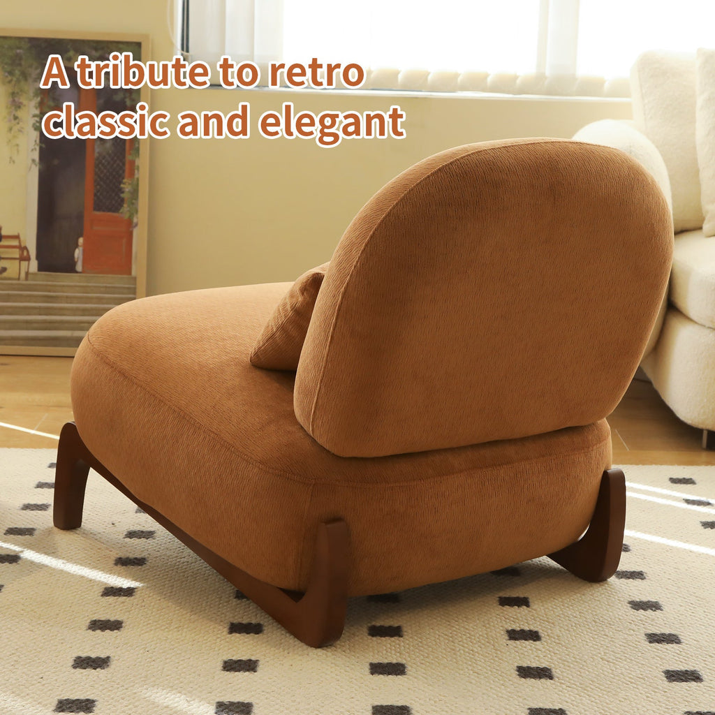 Velvet Accent Chair with Solid Wood Legs