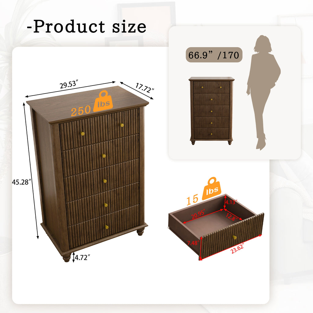45 Inch Tall Modern Chest of Drawers