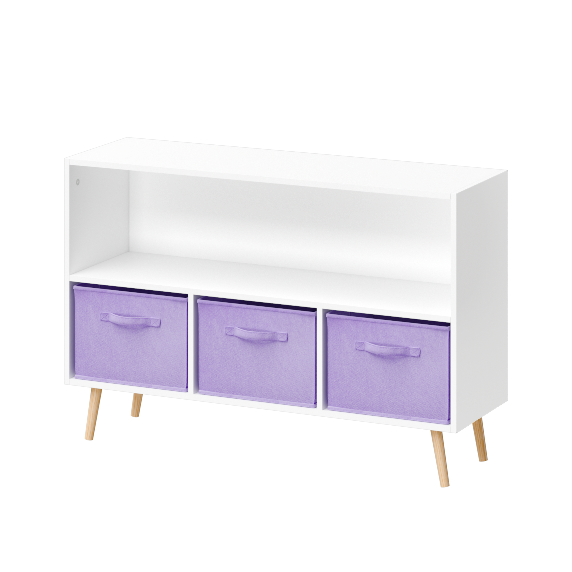 Children's Book Display Kids Bookcase with 3 Fabric Bins