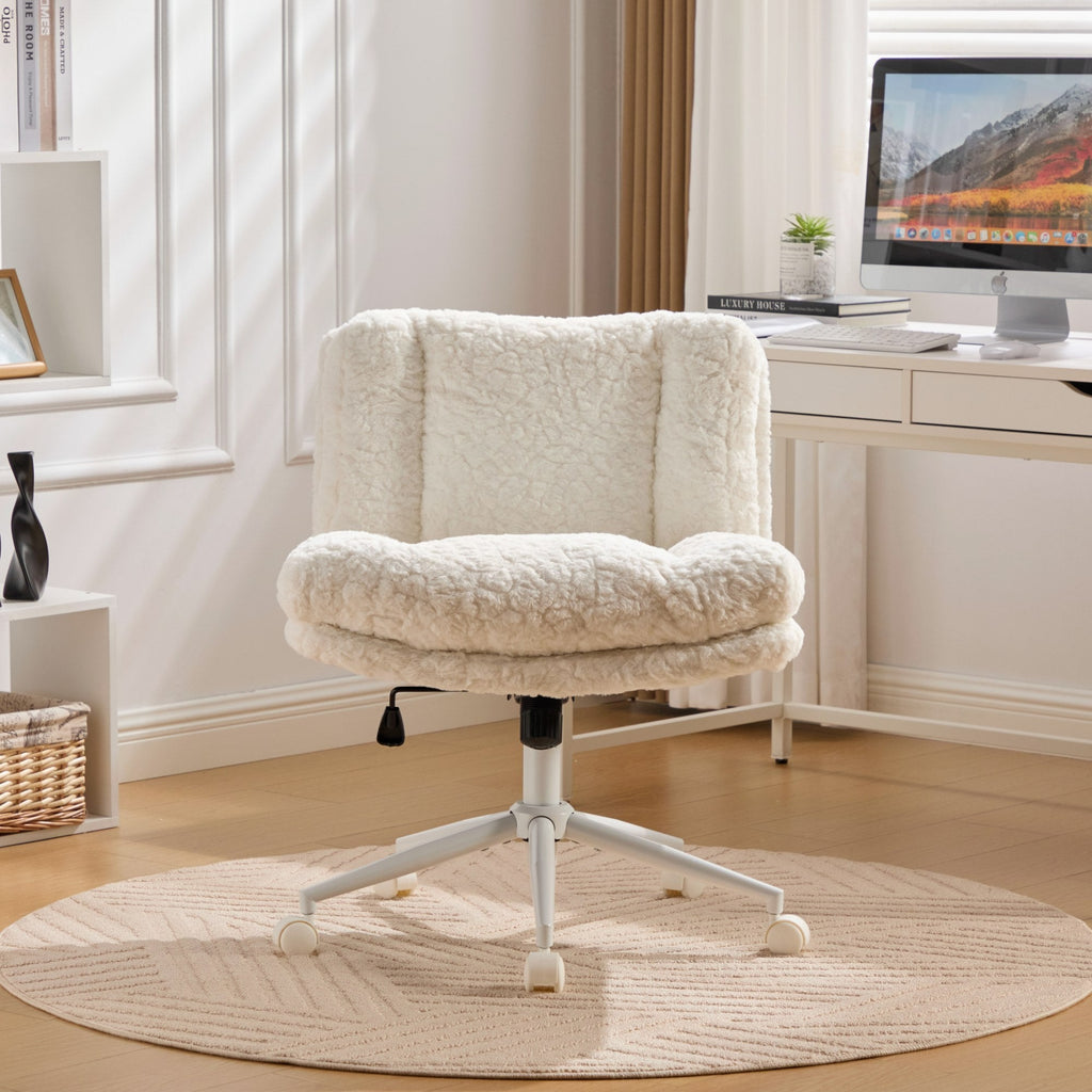 W26.4 inch Wider Artificial Rabbit Hair Home Office Chair