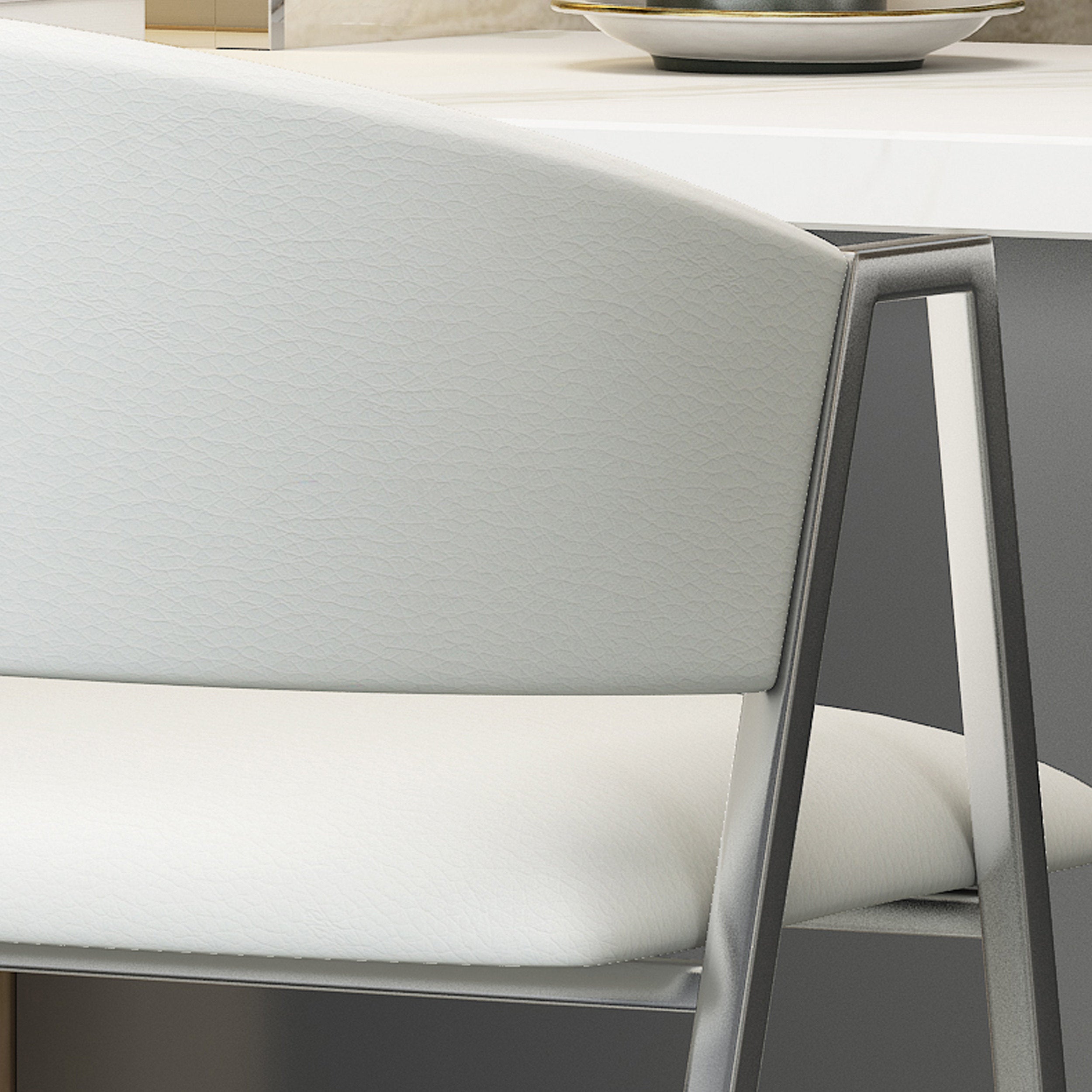 Modern PU Bar Stools with Low Back and Arms (Set of 2)