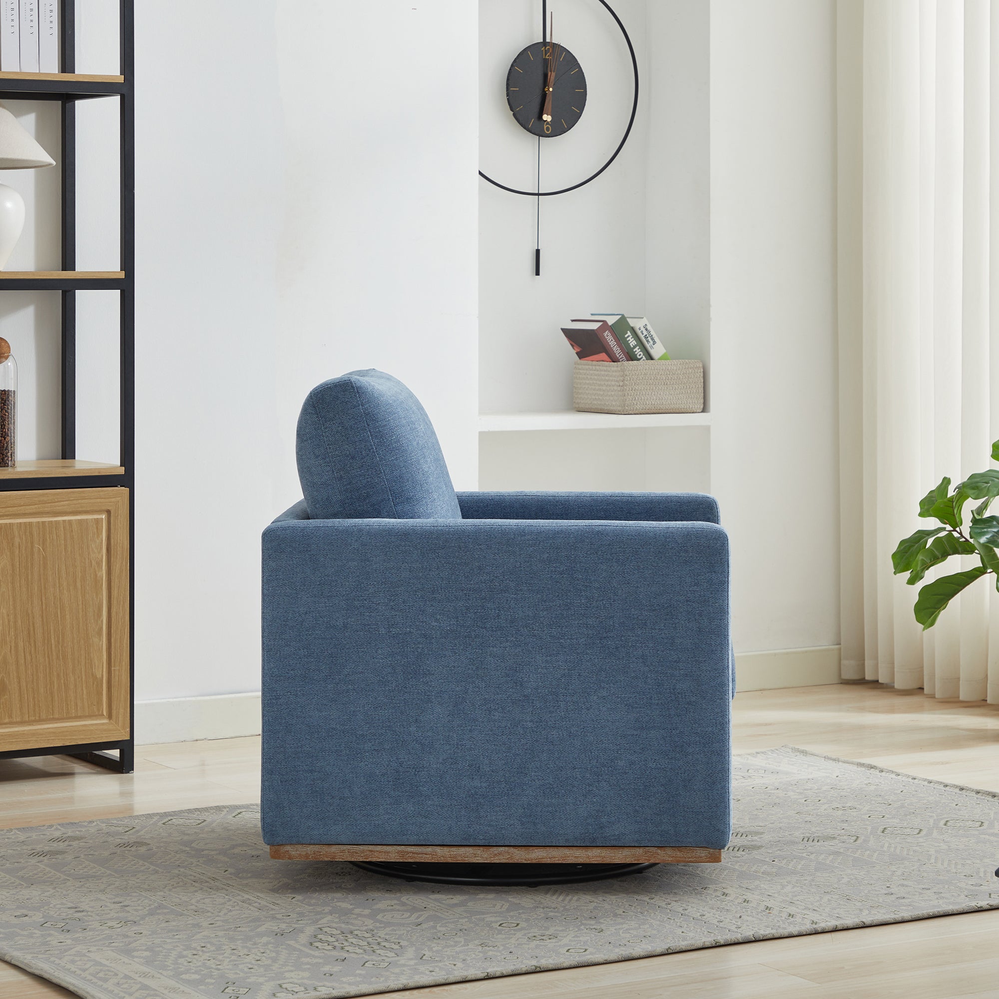 Modern Square Chenille Upholstered Swivel Accent Chair