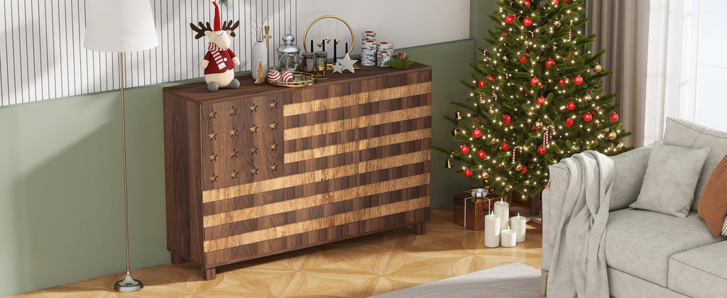 55' Buffet Sideboard Cabinet with Hand Carved Craftsmanship