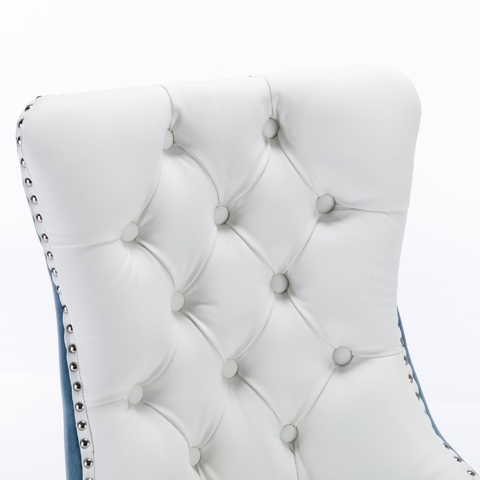 Tufted Solid Wood PU Upholstered Dining Chair with Wood Legs (Set of 2)