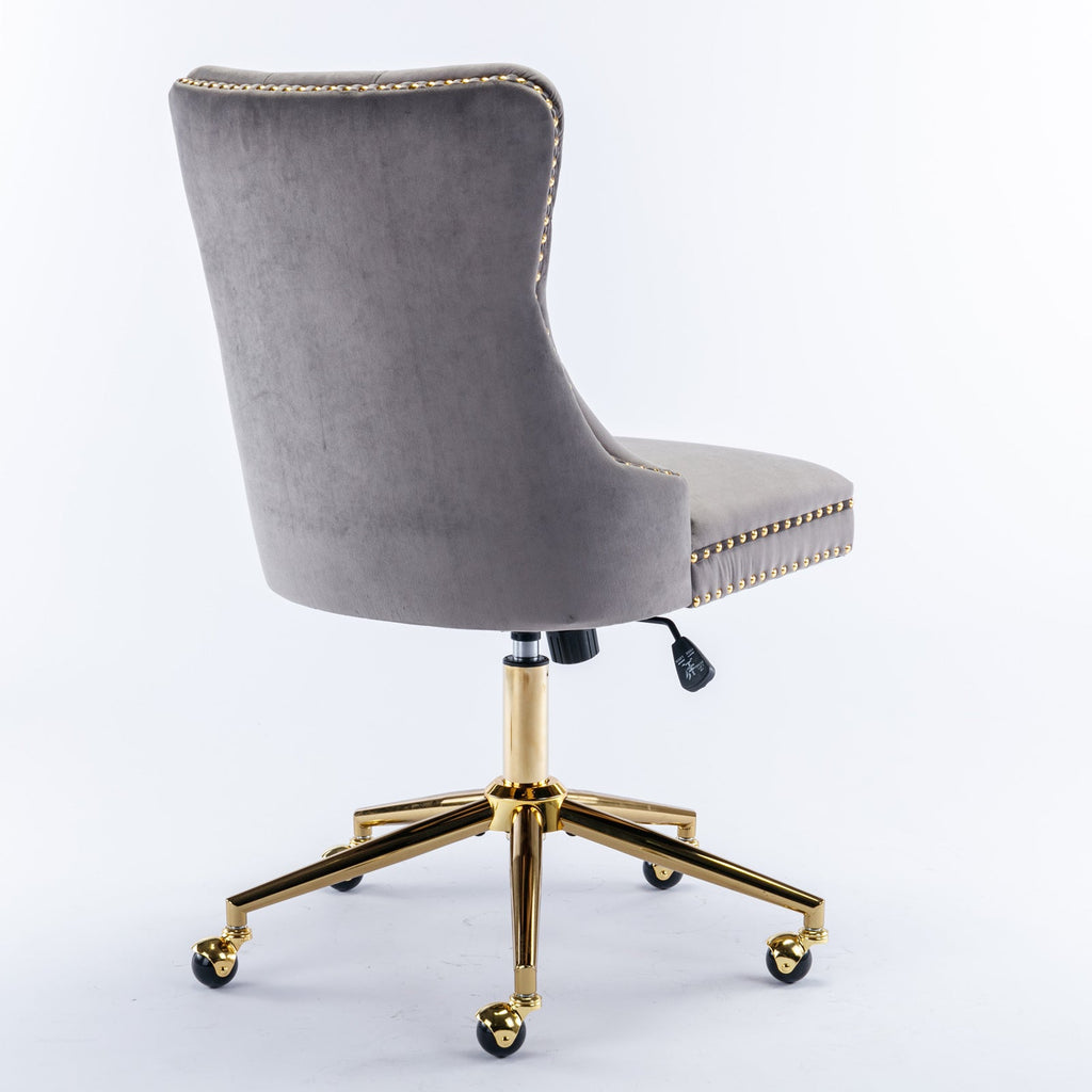Adjustable Velvet Upholstered Tufted Button Home Office Chair